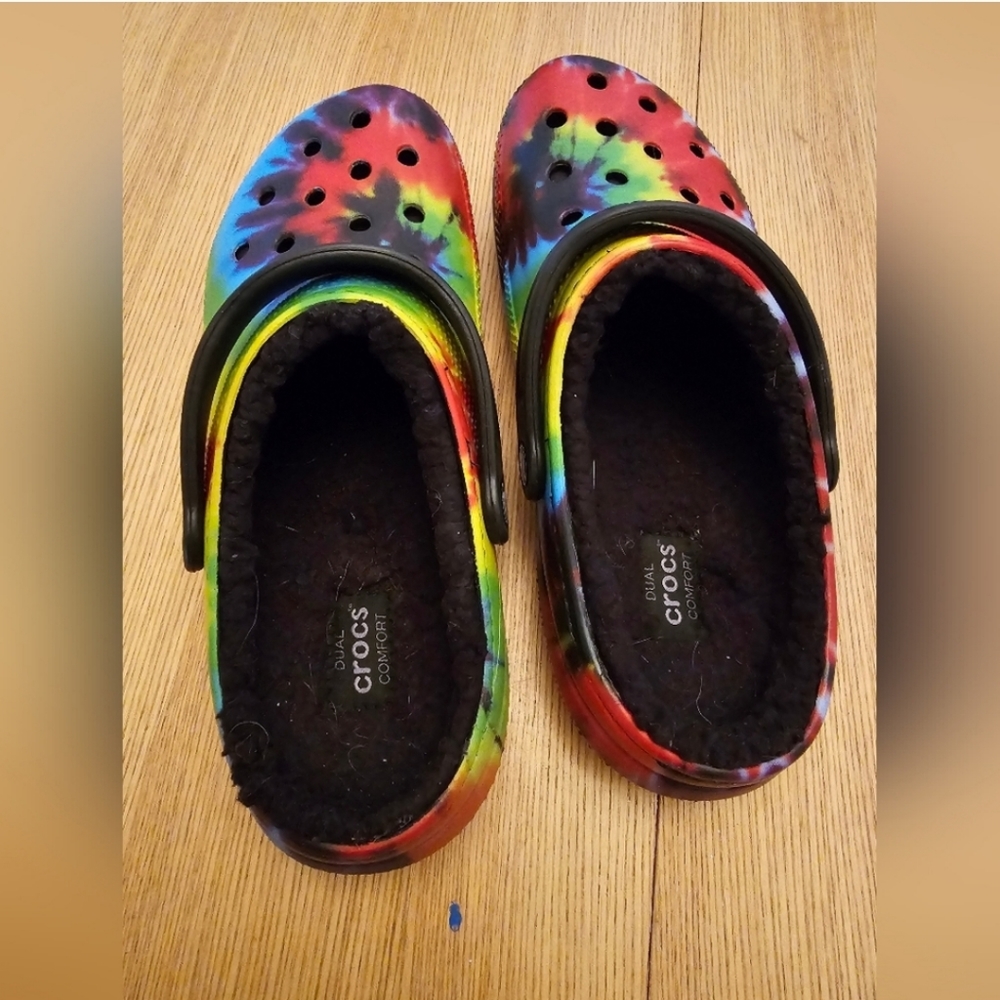 Rainbow Crocs with lining